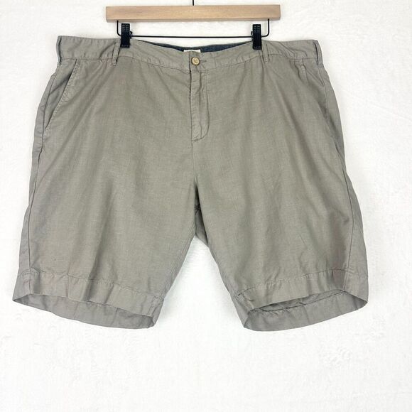 Faherty Men's Linen Cotton Shorts Size 40 Flat Front 9.5" Inseam Gray/Beige - Picture 1 of 6